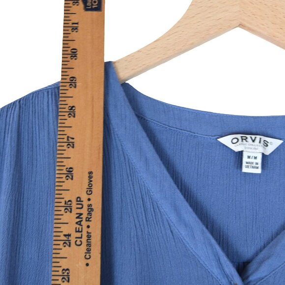 Orvis Blue Button Up Tunic Top Boho M Drapey Lightweight - Picture 6 of 7